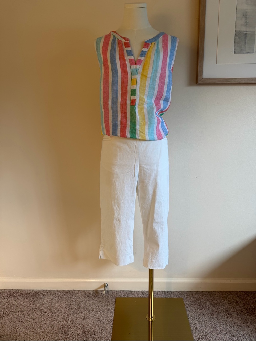 Chico's Cream Lightweight Pants with Elastic Waist